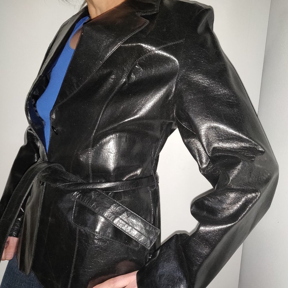 Black leather blazer